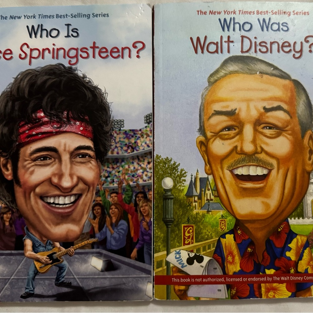 🔥2/$25 Who Is Bruce Springsteen? & Who Was Walt Disney? Books